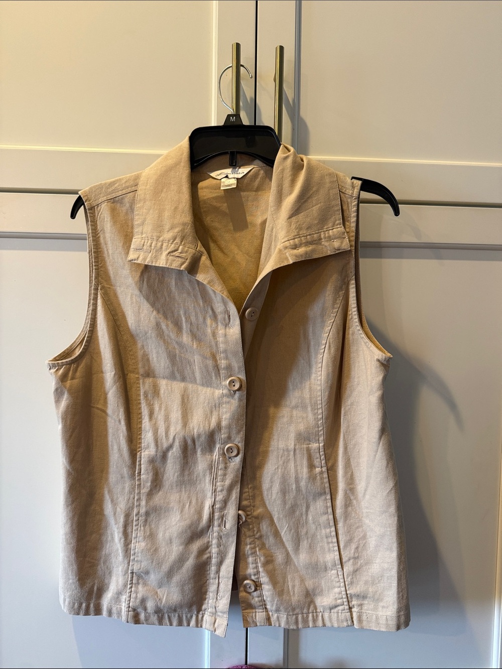 Christopher & Banks Sleeveless Button-Front Vest - Beige